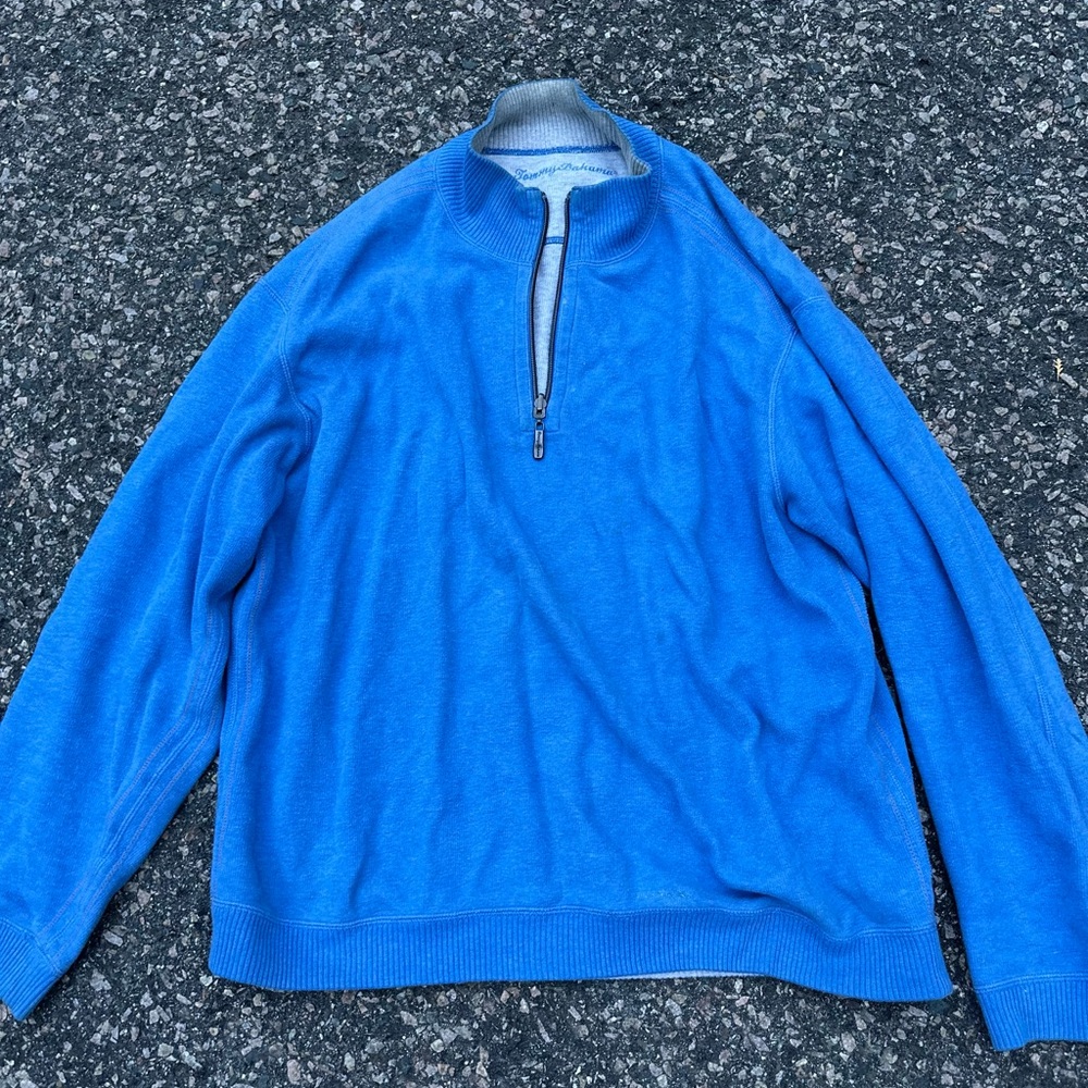 Tommy Bahama Blue Zip Up Sweater